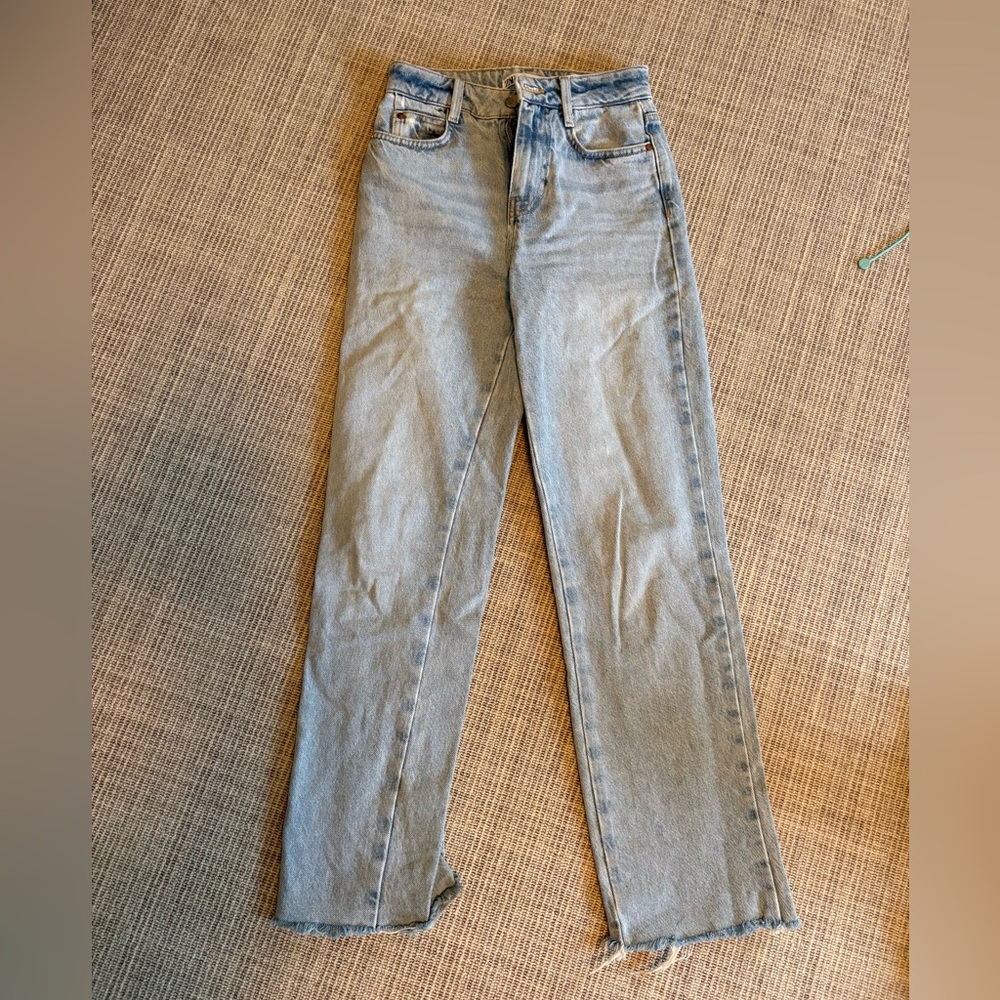 ZARA High-Rise Straight Leg Jeans - Light Wash